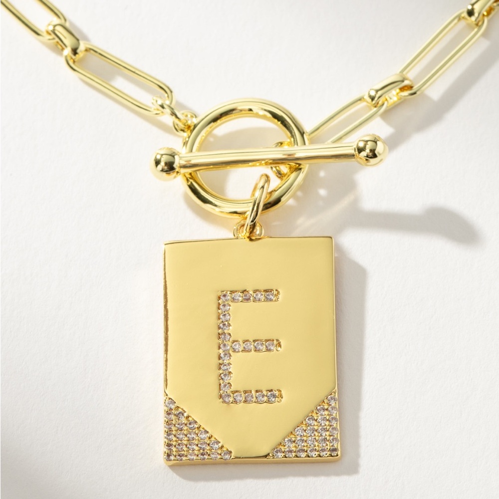 Uncommon James Gold “E” Necklace with Crystal Accents